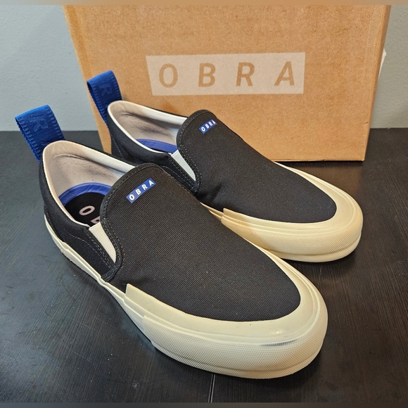 OBRA slip on canvas black/blue/ off white mens size 10.5 - Picture 4 of 8